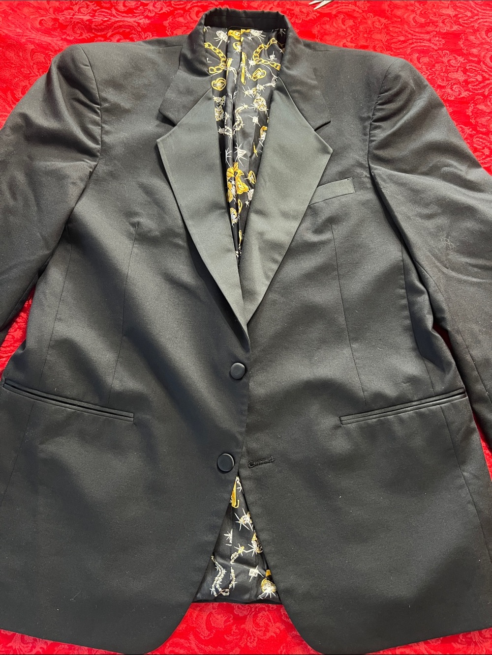 Nicole Miller Curfew Black Tuxedo Jacket 42R Peak Lapel Formal Wedding Prom